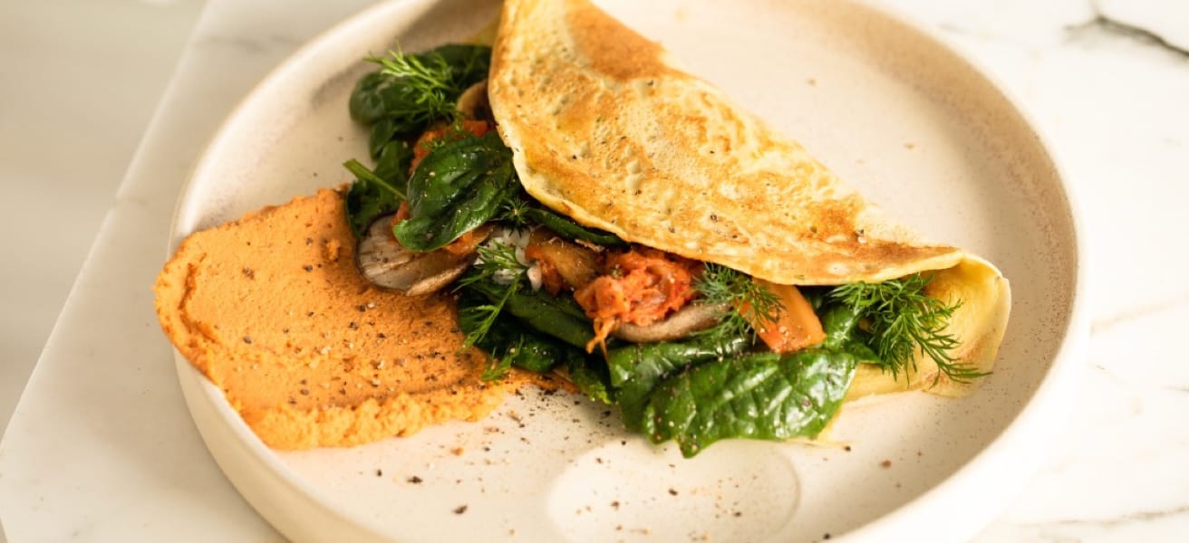 picture of a spinach omlette